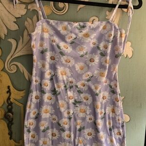 Shein Floral tank mini dress lavender with white yellow daisies S/M